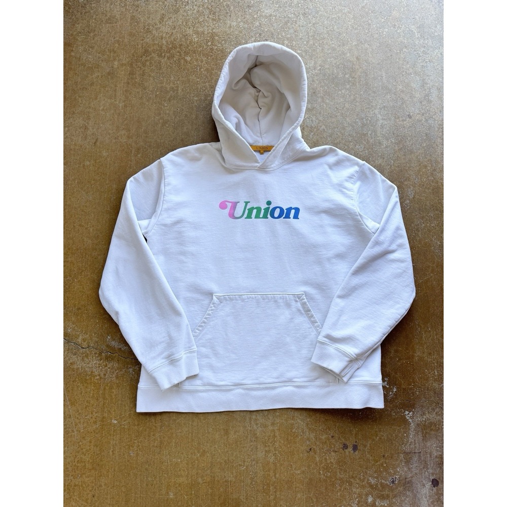 UNION Los Angeles Rainbow Spell Out Hoodie XL Streetwear MSRP $158 Heavy Weight